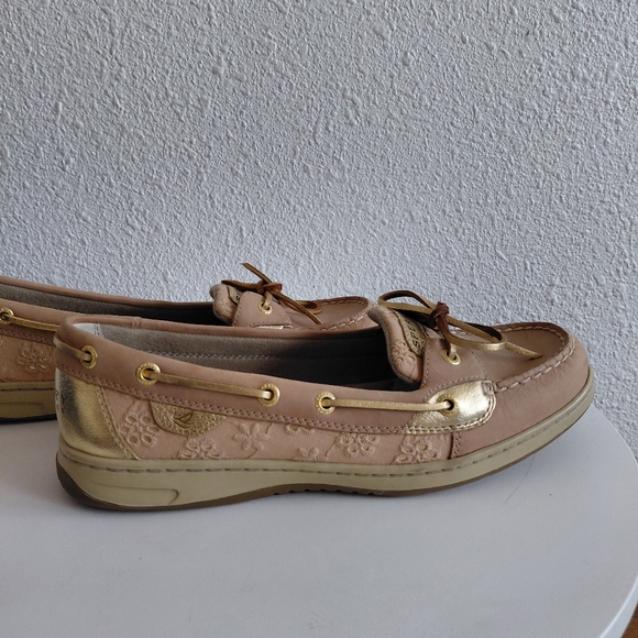 SOLD SOLD SOLD Linen Eyelet Gold/Tan Boat Shoes - Picture 9 of 15